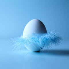 Egg with feather skirt, easter egg, selective focus