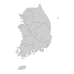 Outline political map of the South Korea. High detailed vector illustration.