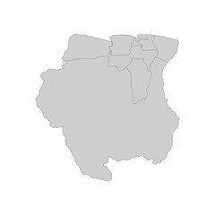Outline political map of the Suriname. High detailed vector illustration.