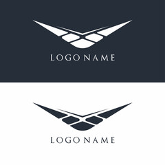 Flat letter v logo template for company. Vector illustration