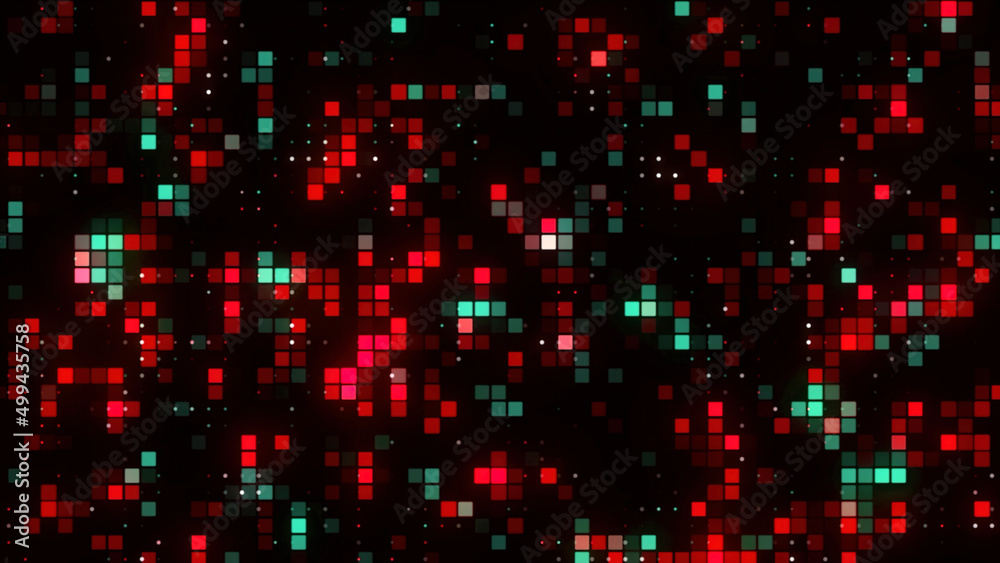 Wall mural abstract bright pixelated mosaic pattern. motion. abstract background with squares flowing and blink