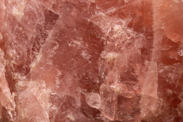 Rose quartz close up. Quartz texture, paleontological background and its structure