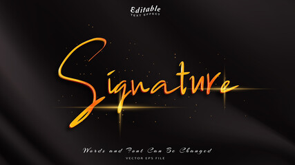 signature editable text effect with black wavy background. black silk luxury background.