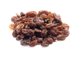 Bunch of Raisin isolated on white background. Macro. Healthy food concept