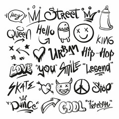 Collection of Graffiti element tags vector illustration concept