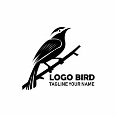 illustration of a bird on branch