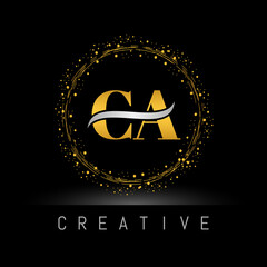 letter CA Logo Design Vector Template. Initial Gold And Silver Letter Design CA Vector Illustration.