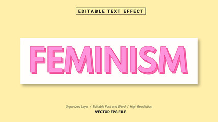 Editable Feminism Font Typography Template Text Effect Style Lettering Vector Illustration Logo