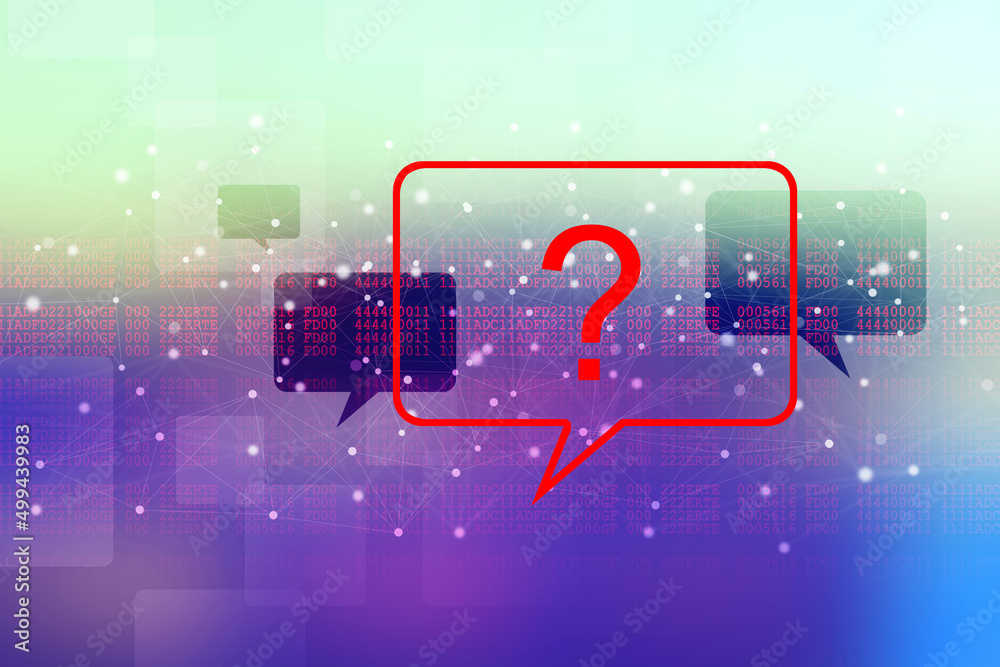 Poster 2d rendering question mark in speech bubble