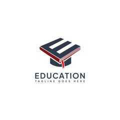 Letter E Education Logo Template. Symbol Hat toga logo vector.