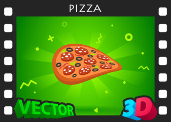 Pizza isometric design icon. Vector web illustration. 3d colorful concept