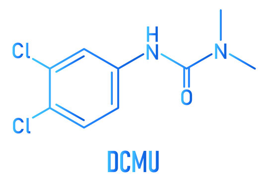 Diuron (DCMU) herbicide molecule, skeletal chemical formula.