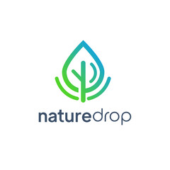 Natural Drops Logo Vector. Logo Modern Minimalist Line Art Business Template.