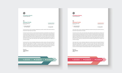 Business Corporate letterhead layout, Simple letterhead design With a various color print-ready Design template.