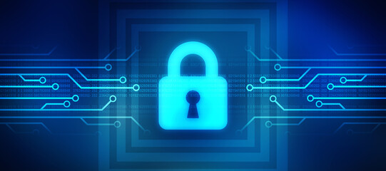 2d illustration Safety concept: Closed Padlock on digital background
