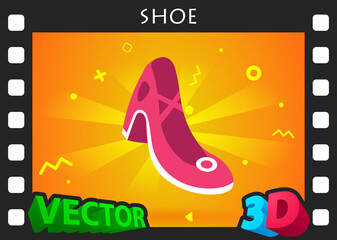 Shoe isometric design icon. Vector web illustration. 3d colorful concept