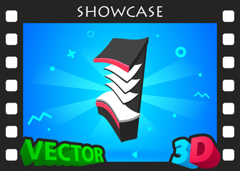 Showcase isometric design icon. Vector web illustration. 3d colorful concept