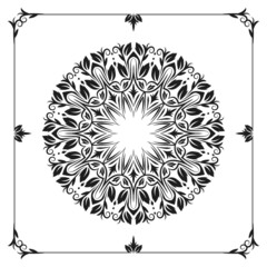 line art mandala, black and white