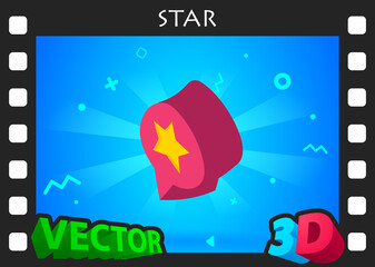 Star isometric design icon. Vector web illustration. 3d colorful concept