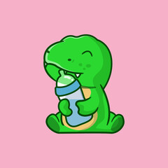 cute baby dinnosaurus green happy