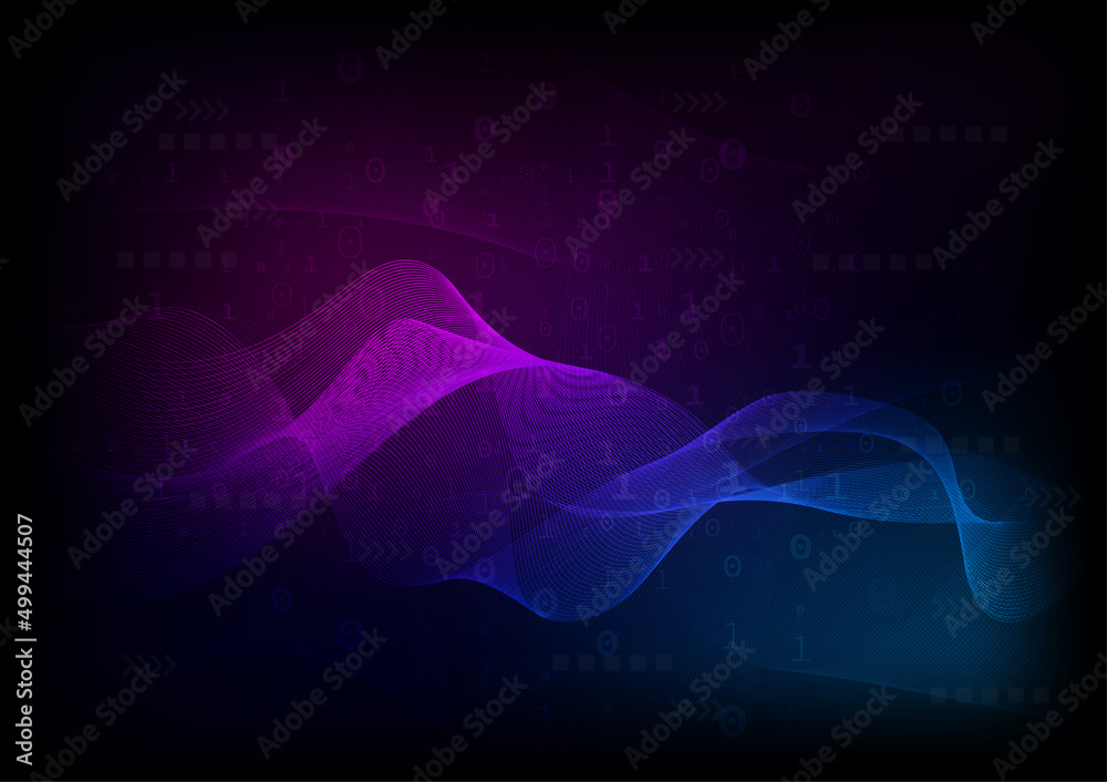 Poster abstract wave and dots technology background with light, network connection structure concept.