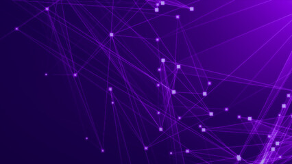 Naklejka na ściany i meble Abstract purple violet polygonal 3d rendering network technology background.