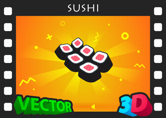 Sushi isometric design icon. Vector web illustration. 3d colorful concept