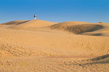 Thar desert. Barren land , sand dunes of Jaisalmer, Rajasthan, India.