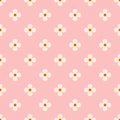 Cute tiny flowers. Daisy pink seamless pattern 