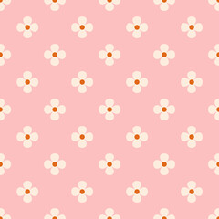 Cute tiny flowers. Daisy pink seamless pattern 