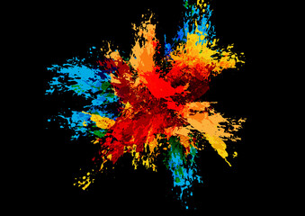 Abstract vector splash and paint color on black color background . Paint splash color. Vector illustration design background.
