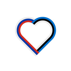 unity concept. heart ribbon icon of russia and estonia flags. vector illustration isolated on white background