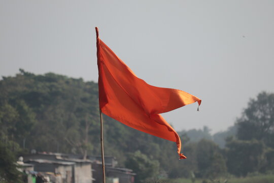 Orange flag with blurred background