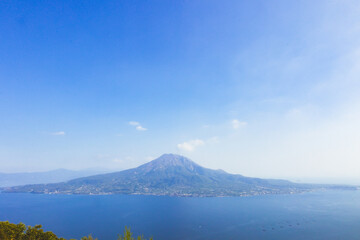 Sakurajima island view in Kagoshima prefecture.
