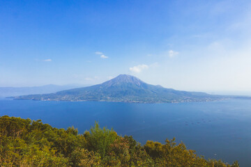 Sakurajima island view in Kagoshima prefecture.