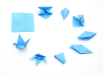 Step-by-step origami crane folding
