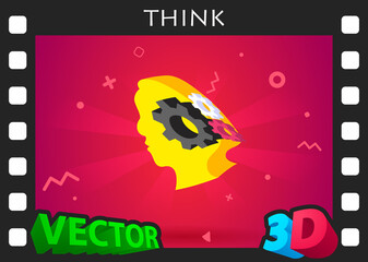 Think isometric design icon. Vector web illustration. 3d colorful concept
