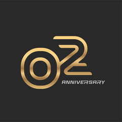 2 years anniversary celebration logotype with modern number