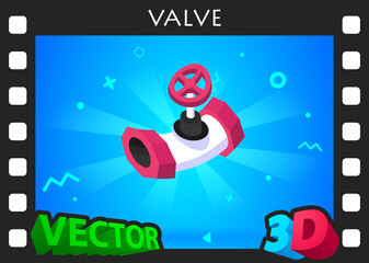 Valve isometric design icon. Vector web illustration. 3d colorful concept