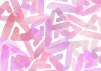 Watercolor abstract gradient Background. Pink spring colorful Backdrop. Triangle Watercolor blurred elements on white background