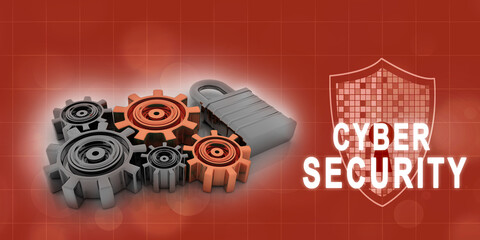 3D rendering illustration .gears protection lock