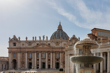 Obraz premium Vatican, Italy; 03 29 2022; Photograph of Saint Peter's Basilica in the Vatican