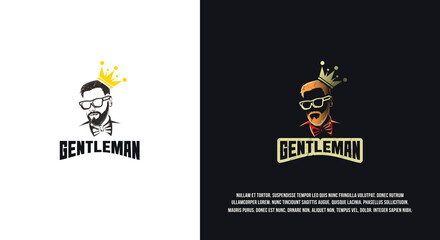Gentlemen and crown abstract logo design