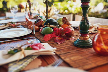 Santa isnt the only guest you have to impress. Cropped shot of a the layout of a Thanksgiving dining table.