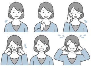 泣く表情の強弱　中年女性
