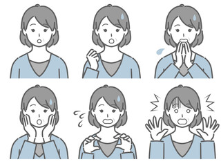 驚く表情の強弱　中年女性