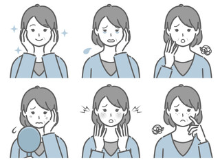 顔の肌に関する色々　中年女性