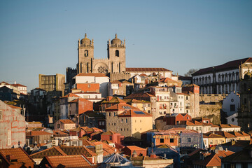 A view of the city in the center of Porto, Portugal.