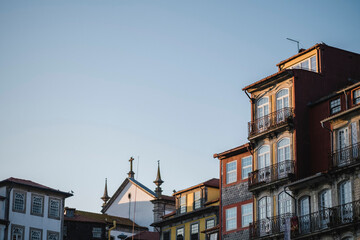 View of the buildings in the historic center of Porto, Portugal.