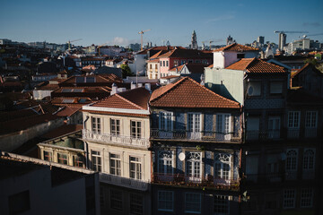 Fototapeta na wymiar View of rooftops in the historical center of Porto, Portugal.